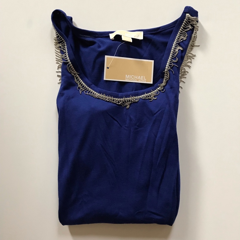 Michael Kors Blue Top. Size Large. NWT